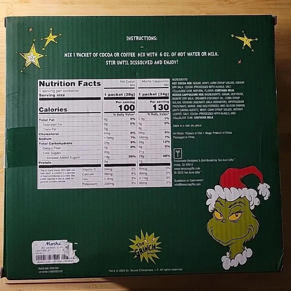 Ten Acre Gifts Grinch Coffee & Cocoa Mugs for Two - NEW in BOX Holiday Classic - Picture 2 of 6